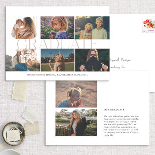 Moderne Multi-Photo Dan/Now Afstuderen Aankondigin Kaart