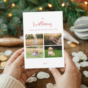 Moderne Multi Photo Familie Kerstvakantie Kaart