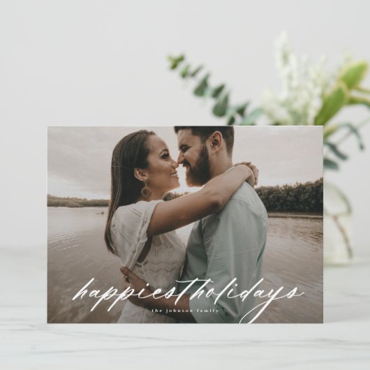 Moderne Multi Photo Gelukkigste Familie Vakantie K Feestdagenkaart (Staand voorkant)