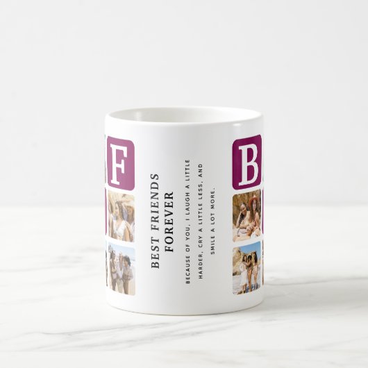 Moderne Multi Photo Grid BFF wijn Koffiemok (Center)