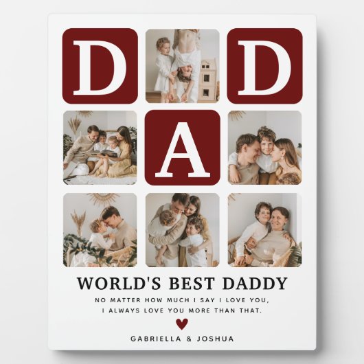 Moderne Multi Photo Grid Cute DAD Gift Fotoplaat (Voorkant)