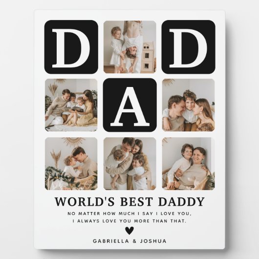 Moderne Multi Photo Grid Cute DAD Gift Fotoplaat (Voorkant)