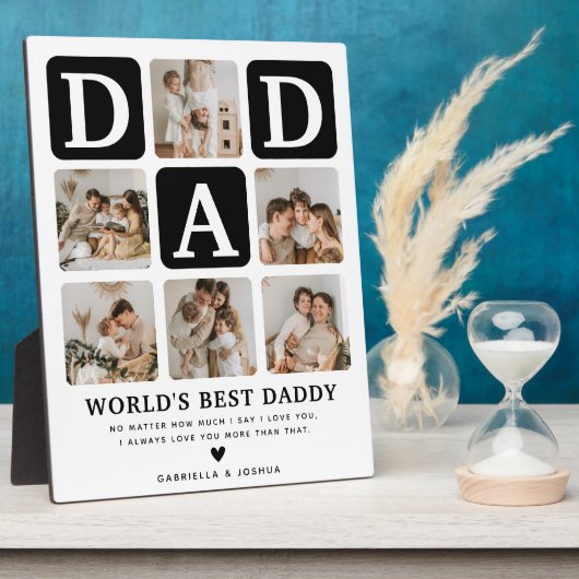 Moderne Multi Photo Grid Cute DAD Gift Fotoplaat (Zijkant)