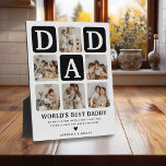 Moderne Multi Photo Grid Cute DAD Gift Fotoplaat<br><div class="desc">Creëer je eigen DAD plaquette met deze moderne multi-foto raster collage en tekst. Design beschikt over 6 foto's met gebogen hoekvierkanten met de tekst DAD in zwarte blokken die in elke kleur kunnen worden gewijzigd. De tekst 'World's Best Daddy' met een schattig vadercitaat dat kan worden bewaard of aangepast om...</div>