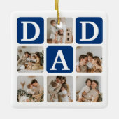 Moderne Multi Photo Grid Cute DAD Gift Keramisch Ornament (Voorkant)