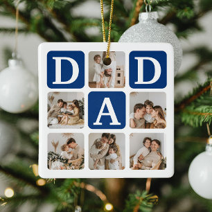 Moderne Multi Photo Grid Cute DAD Gift Keramisch Ornament