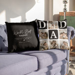 Moderne Multi Photo Grid Cute DAD Gift Kussen<br><div class="desc">Creëer uw eigen DAD-kussen met deze moderne multi-fotoraster collage en tekst. Het ontwerp kenmerkt 6 Foto's met gebogen hoekvierkantjes met tekst DAD in meer zwarte blokken die in om het even welke kleur kunnen worden veranderd. Aan de andere kant de tekst 'World's Best Papa' met een schattige vaders quote die...</div>