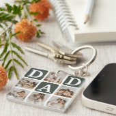 Moderne Multi Photo Grid Cute DAD Gift Sleutelhanger (Voorkant Rechts)