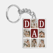 Moderne Multi Photo Grid Cute DAD Gift Sleutelhanger (Voorkant Links)