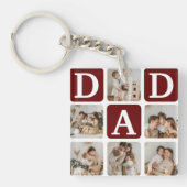 Moderne Multi Photo Grid Cute DAD Gift Sleutelhanger (Voorkant)