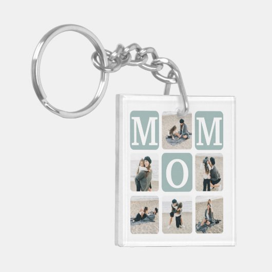 Moderne Multi Photo Grid Cute MOM Gift Sleutelhanger (Voorkant Links)