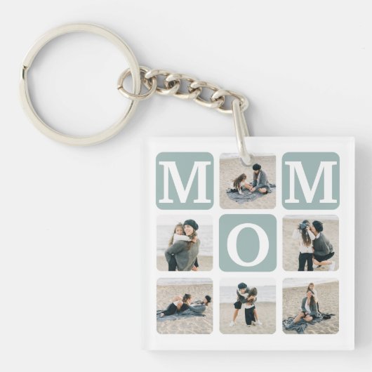 Moderne Multi Photo Grid Cute MOM Gift Sleutelhanger (Voorkant)