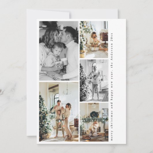 Moderne Multi Photo kerst Kaart | minimalistisch (Voorkant)