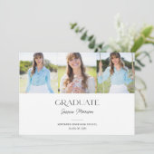 Moderne Multi-Photo Script Name Graduation Party Kaart (Staand voorkant)