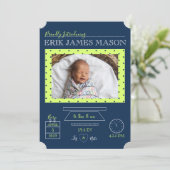 Moderne Multi Photo Simple Elegant Newborn Boy Sta Kaart (Staand voorkant)