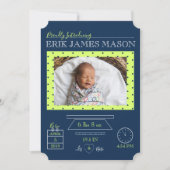 Moderne Multi Photo Simple Elegant Newborn Boy Sta Kaart (Voorkant)