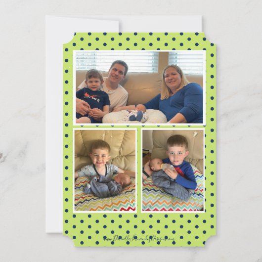 Moderne Multi Photo Simple Elegant Newborn Boy Sta Kaart (Achterkant)