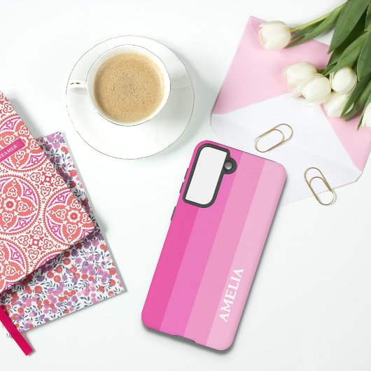 Moderne Multi Roze Personaliseer Naam Samsung Galaxy Hoesje