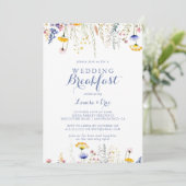 Moderne Multicolor Wildflower bruiloft ontbijt Kaart (Staand voorkant)