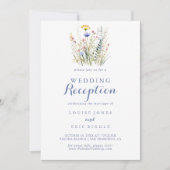 Moderne Multicolor Wildflower bruiloft receptie Kaart (Voorkant)