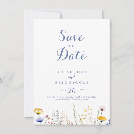 Moderne Multicolor Wildflower bruiloft Save The Date (Voorkant)
