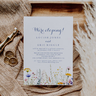 Moderne Multicolor Wildflower Elopement Receptie Kaart