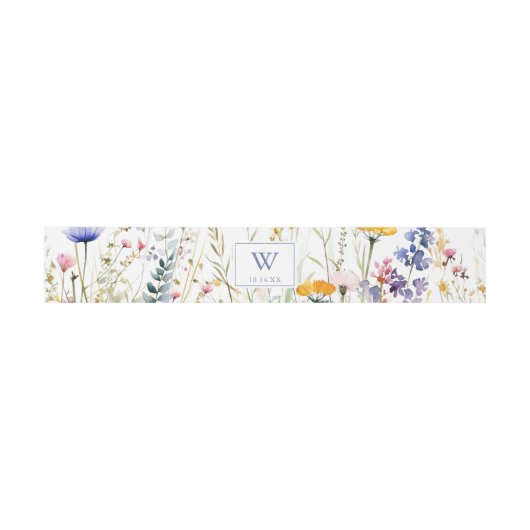 Moderne Multicolor Wildflower Monogram Huwelijk Uitnodigingen Wikkel (Vlak)