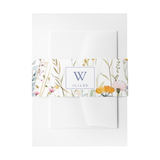 Moderne Multicolor Wildflower Monogram Huwelijk Uitnodigingen Wikkel (Voorkant Voorbeeld)