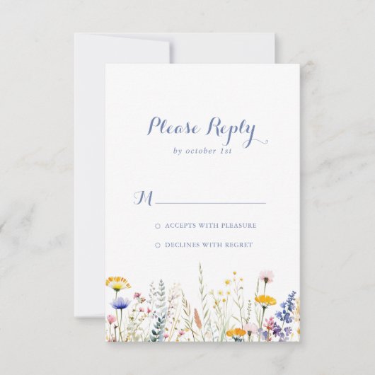 Moderne Multicolor Wildflower RSVP (Voorkant)