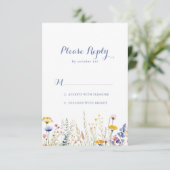 Moderne Multicolor Wildflower RSVP Kaartje (Staand voorkant)