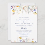 Moderne Multicolor Wildflower Spaanse bruiloft Kaart (Voorkant)