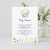 Moderne Multicolor Wildflower Wedding Routebeschri Informatiekaartje (Staand voorkant)