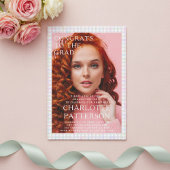 Moderne Multicolour Gingham Fotoafstudeerfeest Acryl Uitnodigingen