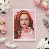 Moderne Multicolour Gingham Fotoafstudeerfeest Acryl Uitnodigingen