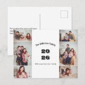 Moderne Multifoto Aangepast Gezinsjaar Briefkaart (Voorkant / Achterkant)