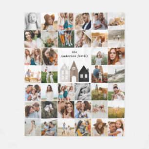Moderne multifotoschandaal: elegante kerst fleece deken