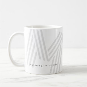 Moderne Multiline Monogram Letter Gepersonaliseerd Koffiemok