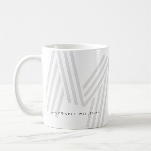 Moderne Multiline Monogram Letter Gepersonaliseerd Koffiemok (Links)