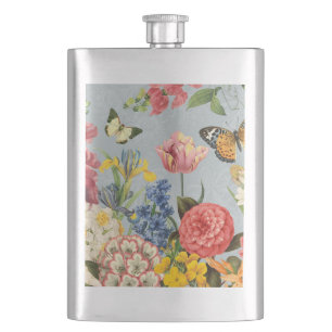 Moderne multl botanische bloemen heupfles