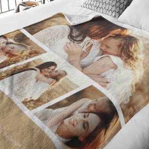 Moderne Mummie Foto Strip Collage Fleece Perzik Deken