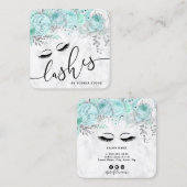Moderne  munt bloemenwitte marmeren wimpers vierkante visitekaartje (Voorkant / Achterkant)