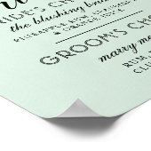 Moderne Munt Calligrafie Deco Handtekening Dranken Poster (Hoek)