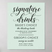 Moderne Munt Calligrafie Deco Handtekening Dranken Poster (Voorkant)