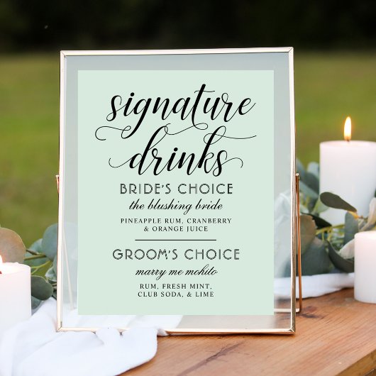 Moderne Munt Calligrafie Deco Handtekening Dranken Poster