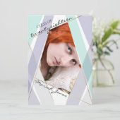 Moderne munt en violet geometrische Afstuderen fot Kaart (Staand voorkant)