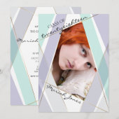 Moderne munt en violet geometrische Afstuderen fot Kaart (Voorkant / Achterkant)