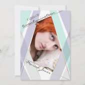 Moderne munt en violet geometrische Afstuderen fot Kaart (Voorkant)