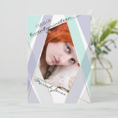 Moderne munt en violet geometrische Afstuderen fot Kaart (Staand voorkant)