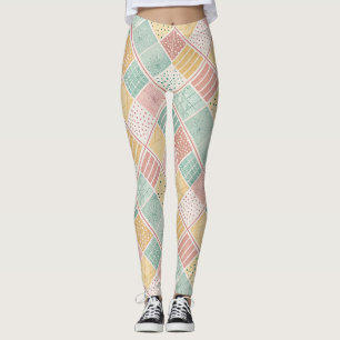 Moderne Munt Geometrische Stippen Geruite Patroon Leggings