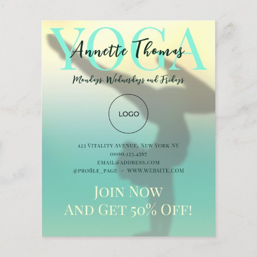 Moderne munt gradiënt yoga positie flyer (Achterkant)